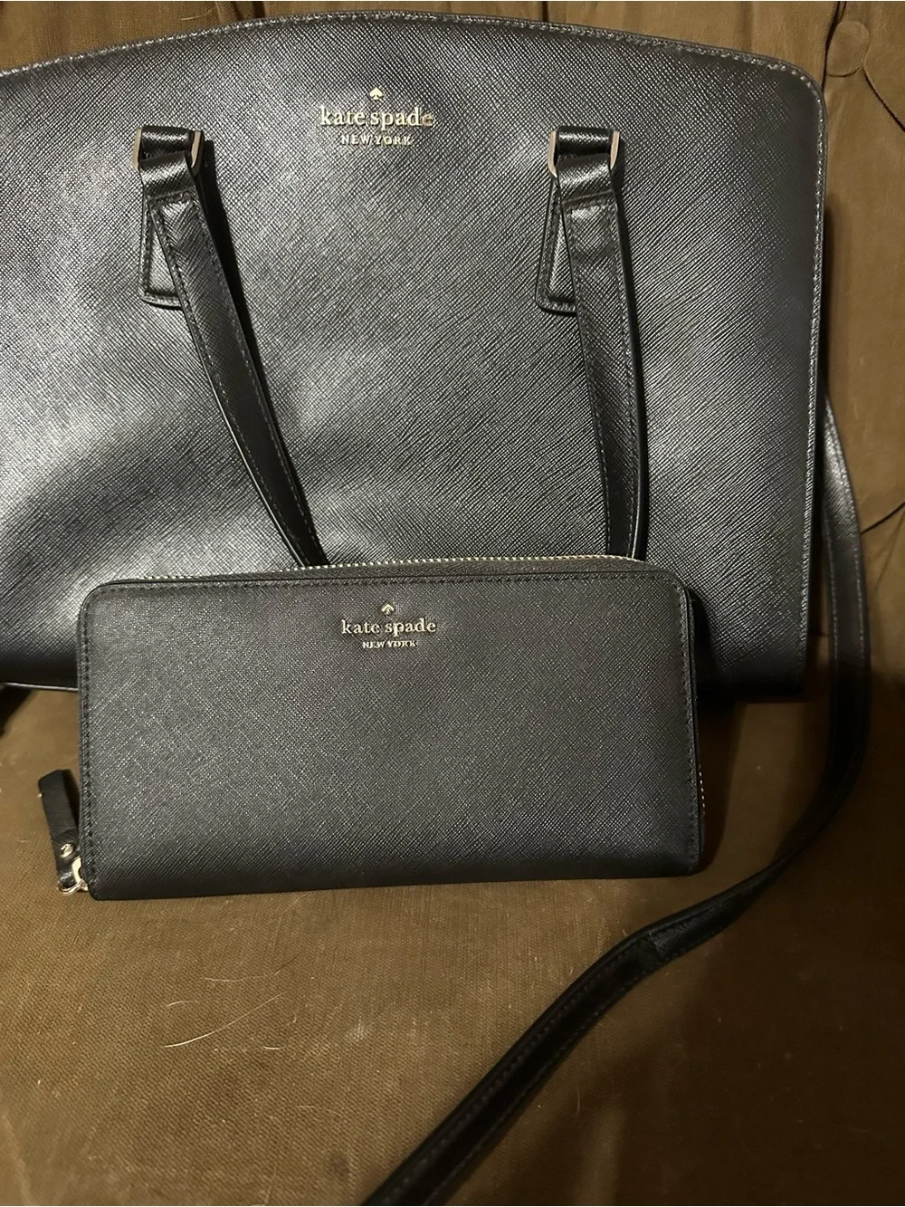 kate spade Black Saffiano Leather Satchel with Matching Wallet Set